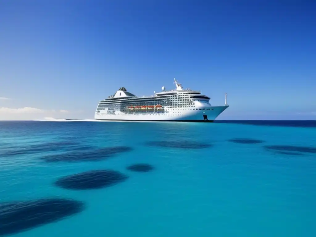 Un crucero ecológico por islas secretas, navegando en un océano turquesa cristalino bajo un cielo azul claro