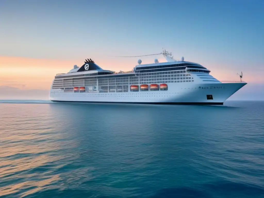 Un crucero ecológico surca el mar en armonía con la naturaleza, representando el turismo marítimo sostenible