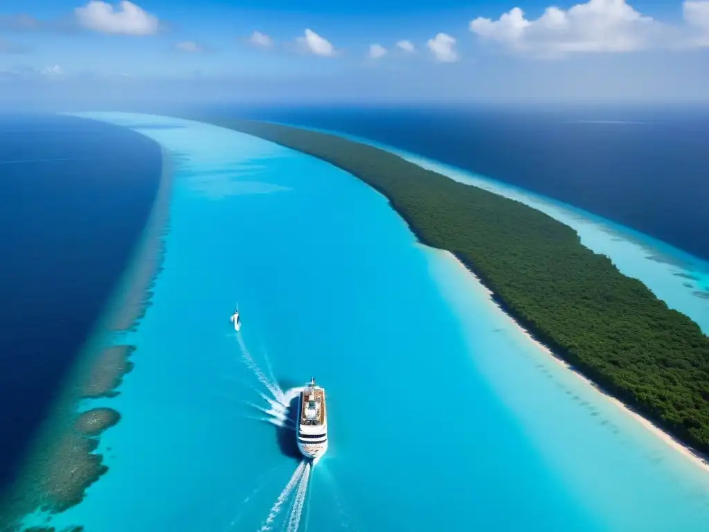 Un crucero ecológico moderno navegando en aguas turquesas