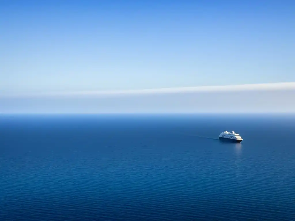 Un crucero educativo ambiental navegando en un vasto mar azul, reflejando serenidad y armonía en el marítimo