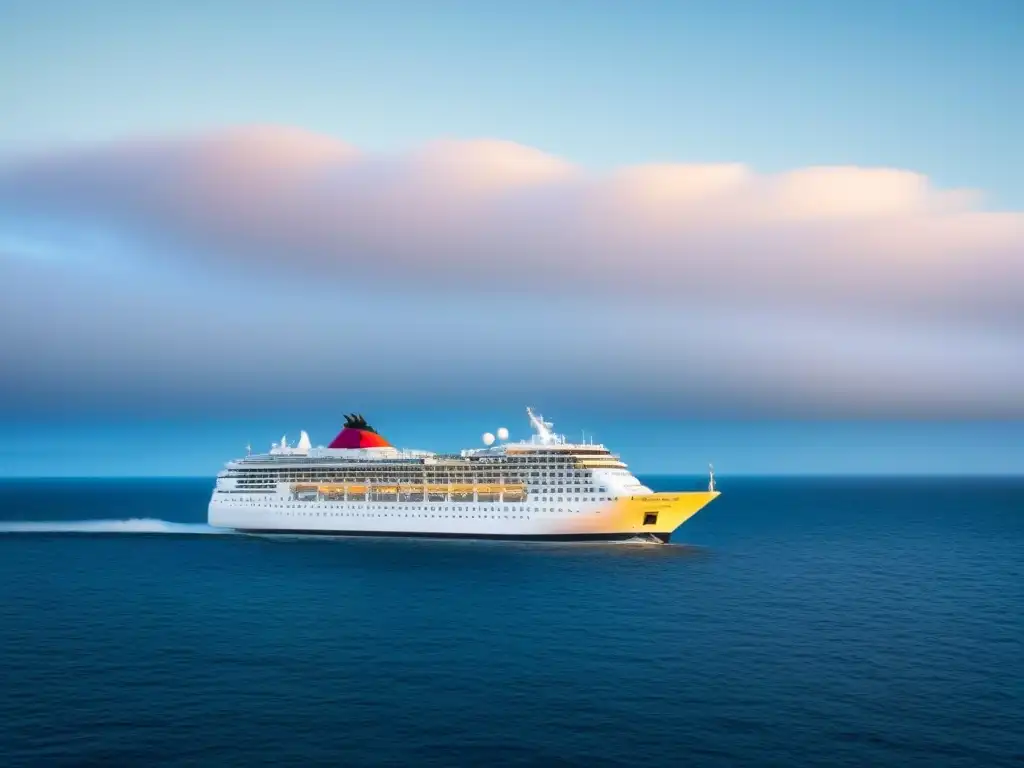 Un crucero elegante navegando en aguas cristalinas bajo cielo despejado, resaltando la belleza de la cartografía digital tiempo real cruceros