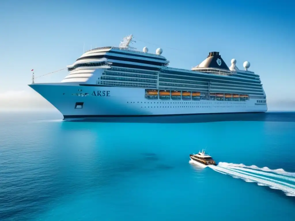 Un crucero elegante navega en aguas turquesas, reflejando estabilidad e inversión en el mercado de cruceros