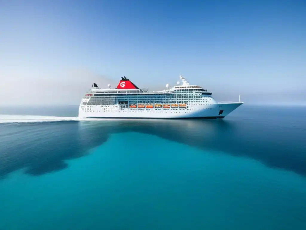 Un crucero elegante navegando en aguas turquesas, simbolizando los nuevos mercados del turismo marítimo