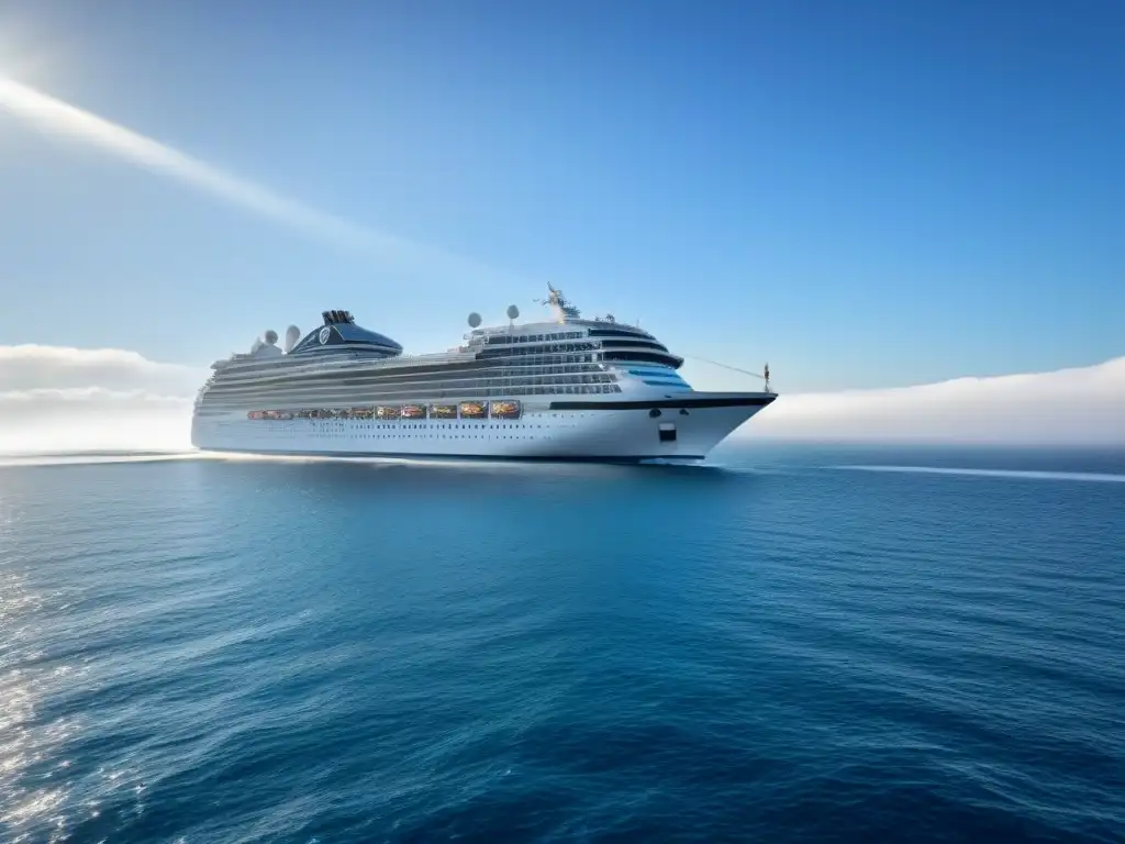 Un crucero elegante en el mar, con aguas cristalinas y cielo despejado