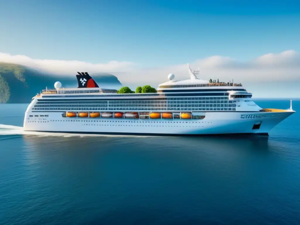 Un crucero elegante en el mar, con un jardín sostenible en su techo