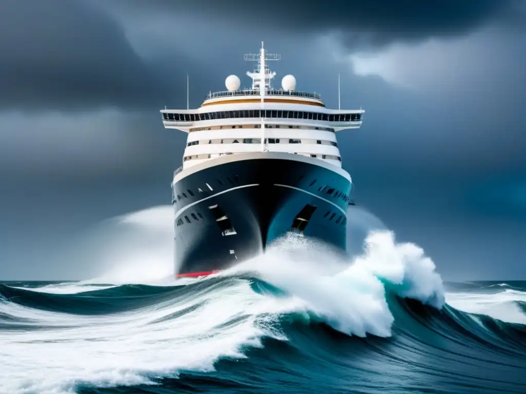 Un crucero elegante enfrenta una tormenta furiosa en el mar