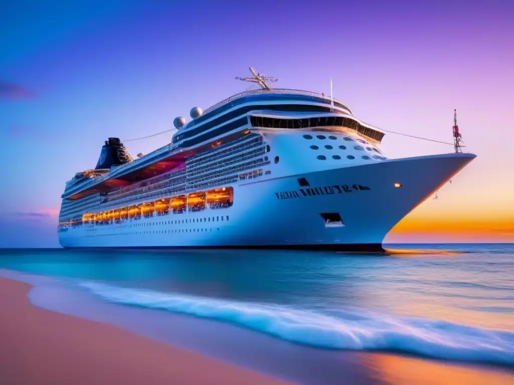 Un crucero de ensueño navegando en aguas cristalinas al atardecer