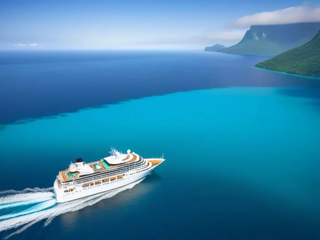 Un crucero de ensueño navegando en aguas turquesa, rodeado de islas verdes