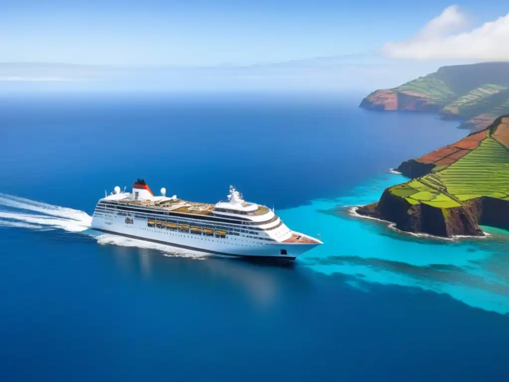 Un crucero exclusivo por Madeira y Azores, navegando en aguas turquesas con paisajes exuberantes y diseño elegante