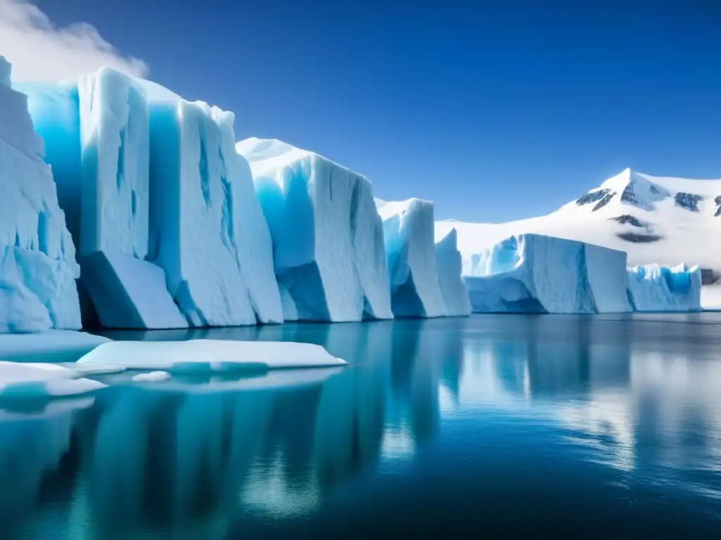 Un crucero de exploración polar ante un gigantesco glaciar, resaltando la inmensa diferencia de tamaño