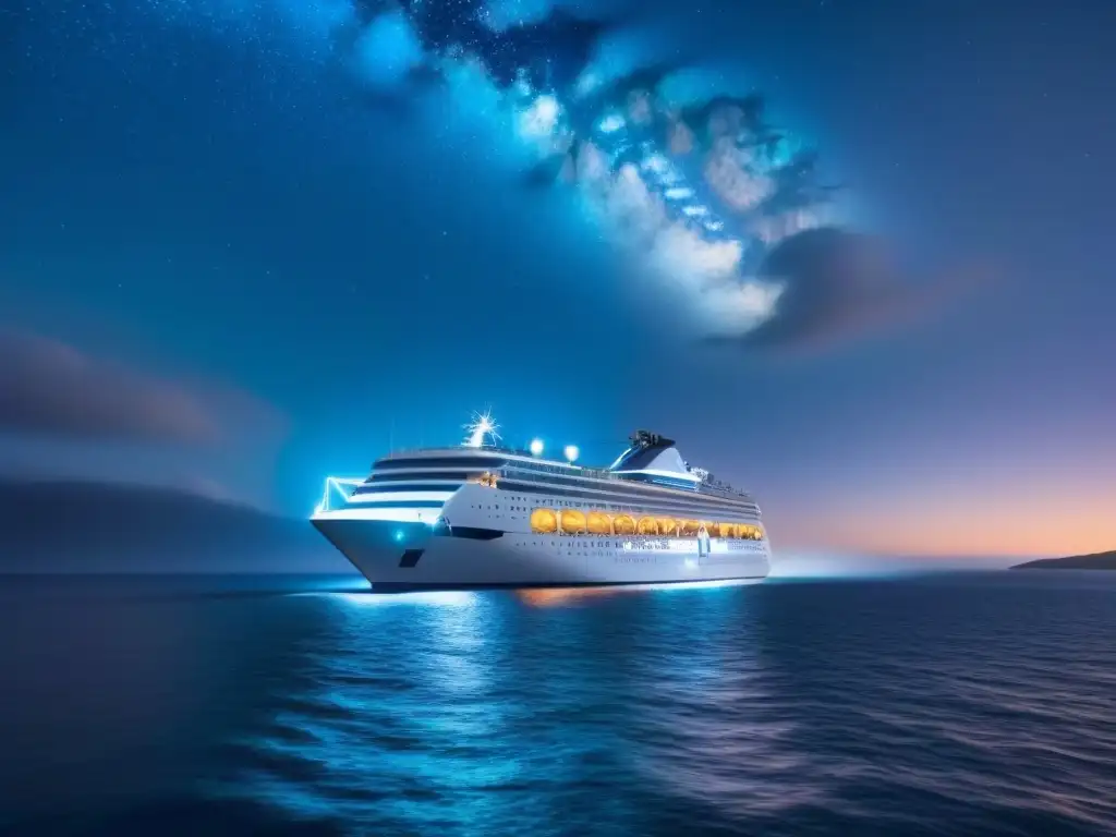 Un crucero futurista navegando bajo un cielo estrellado, con detalles de cultura pop integrados