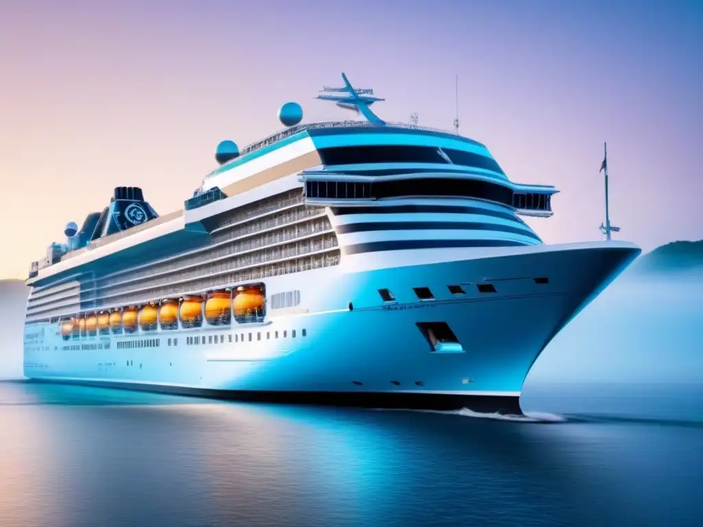 Un crucero futurista de circuitos y elementos digitales, fusionando tecnología y viajes en la era de la IA en la personalización de cruceros