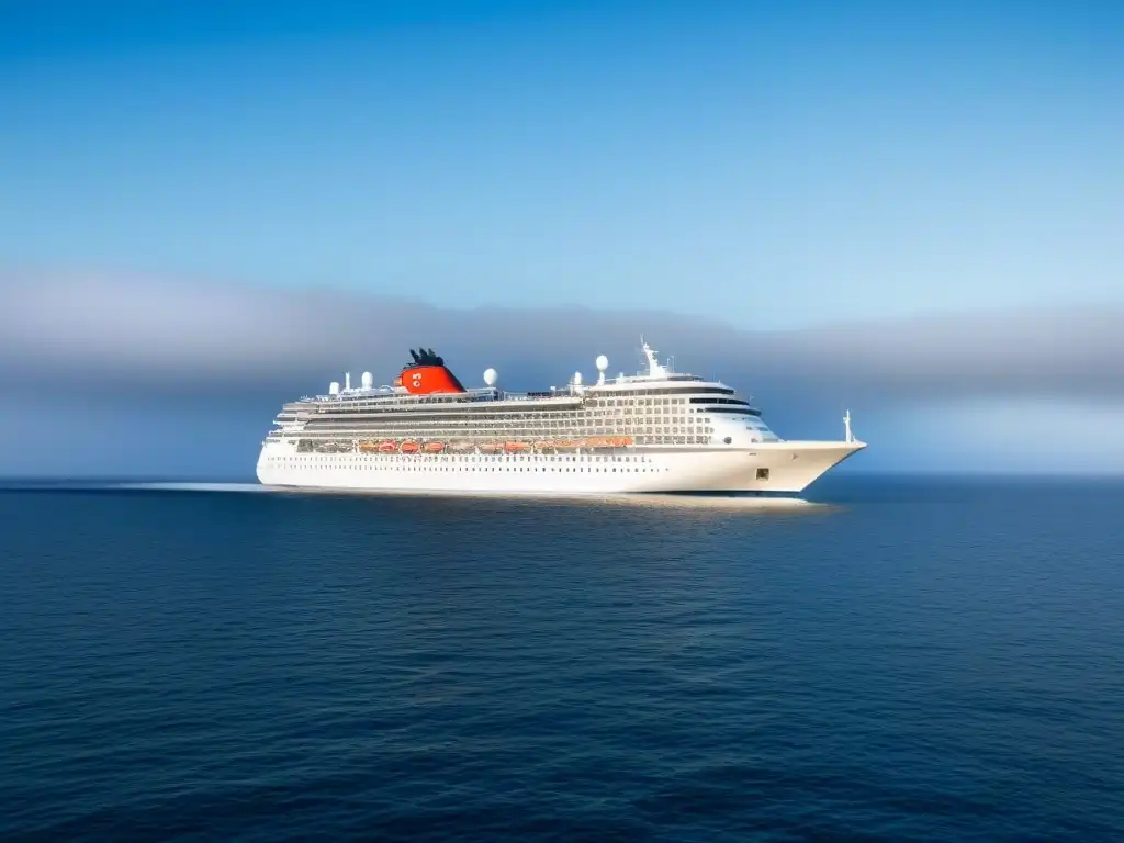 Un crucero de lujo surca aguas tranquilas bajo un cielo azul