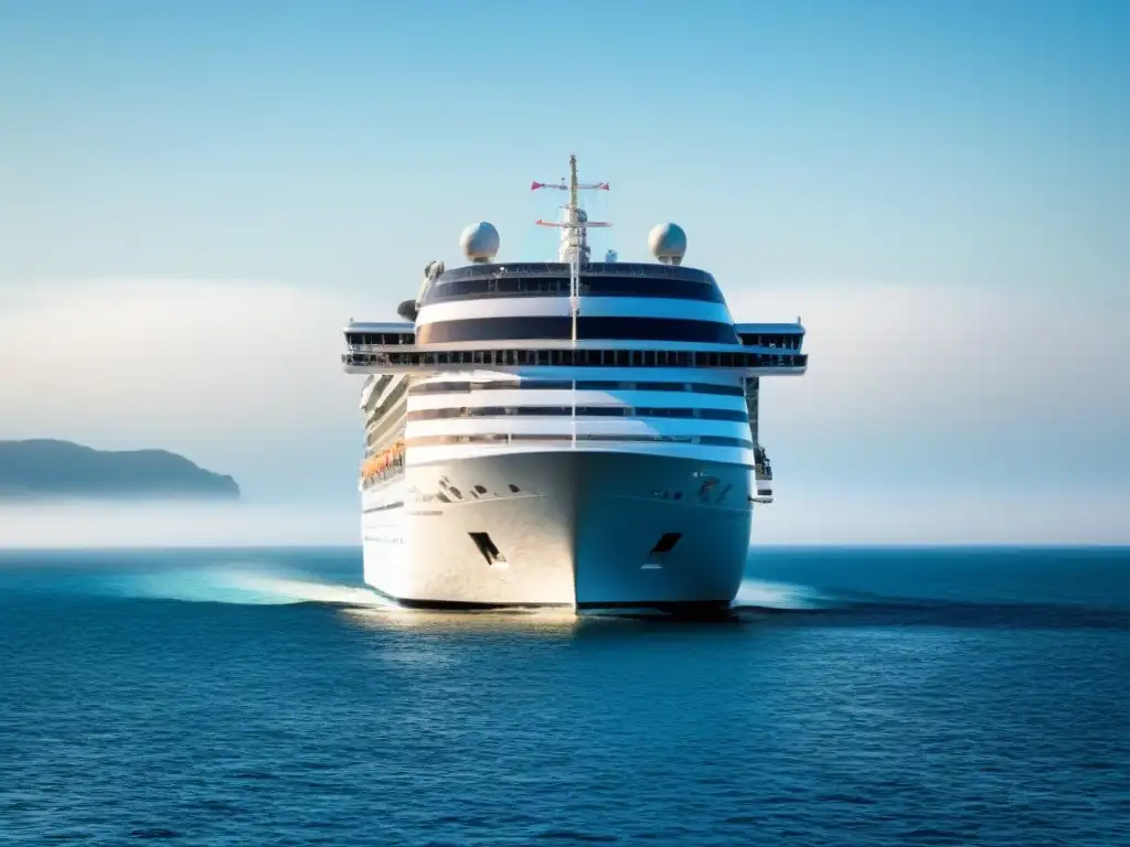 Un crucero de lujo navegando en aguas tranquilas bajo un cielo azul