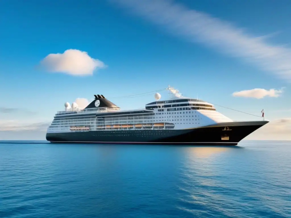 Un crucero de lujo navegando en aguas tranquilas bajo un cielo azul