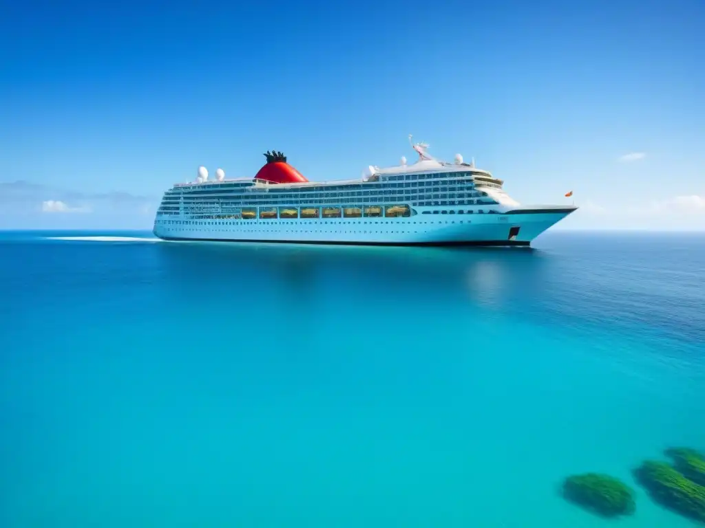 Un crucero de lujo navegando en aguas turquesas entre islas tropicales