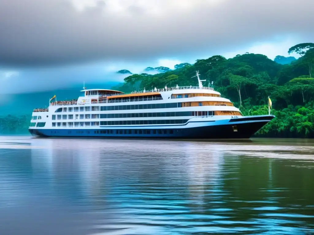 Un crucero de lujo por el Amazonas, navegando serenamente entre exuberante selva y aguas tranquilas