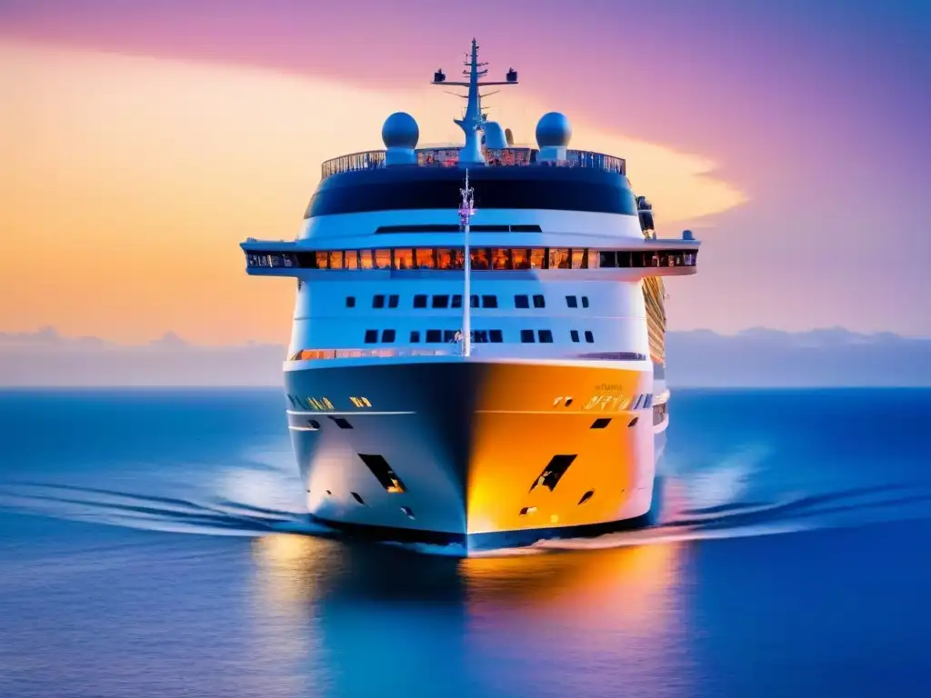 Un crucero de lujo al atardecer, reflejando elegancia y exclusividad