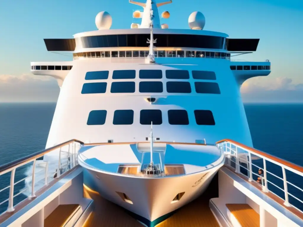 Crucero moderno y accesible: un oasis inclusivo en alta mar Un crucero de lujo con diseño inclusivo navegando en aguas cristalinas, brindando accesibilidad a pasajeros diversos