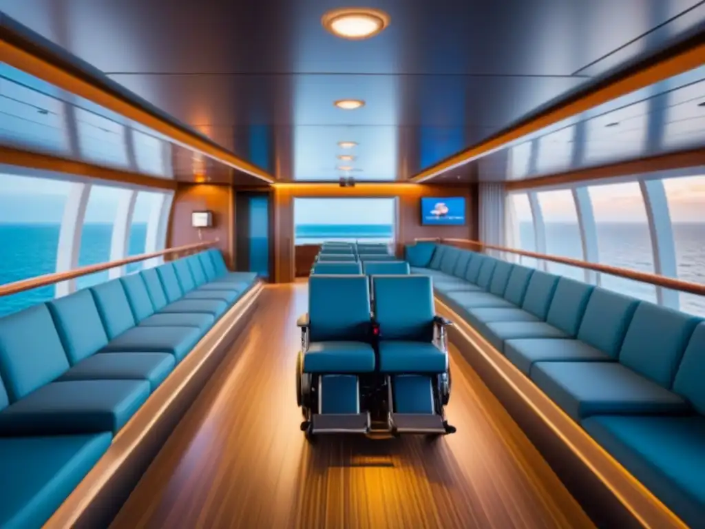 Lujo accesible: diseño inclusivo en crucero para todos Un crucero de lujo con diseño inclusivo: accesos amplios, rampas y elevadores para pasajeros con discapacidad