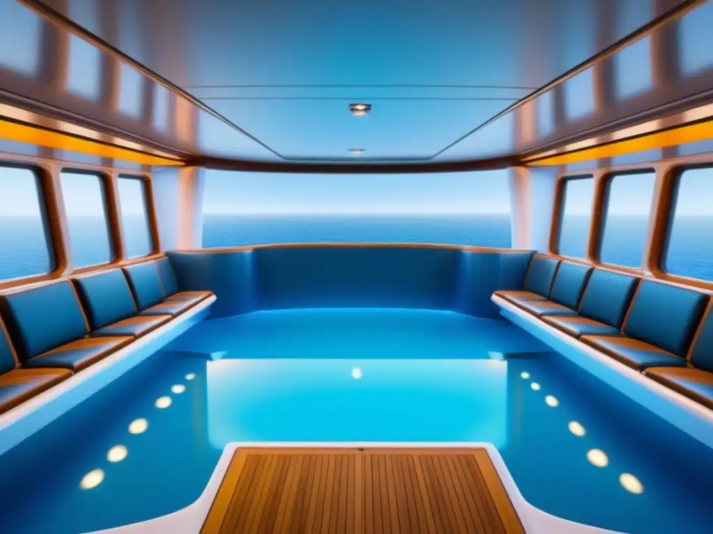 Crucero de lujo accesible: diseño moderno y elegante para todos Un crucero de lujo con diseño inclusivo, amplias rampas y ascensores, cabinas elegantes, piscinas accesibles y pasajeros disfrutando