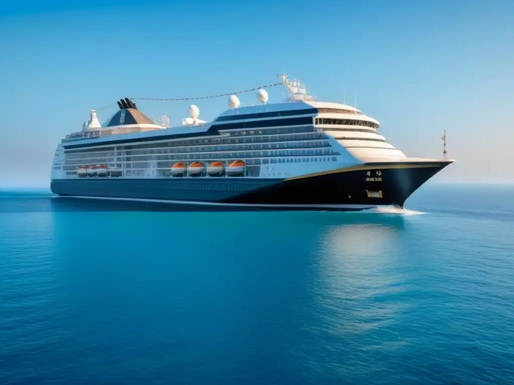 Crucero de lujo navegando en aguas mediterráneas Un crucero de lujo navegando con elegancia en aguas azules del Mediterráneo