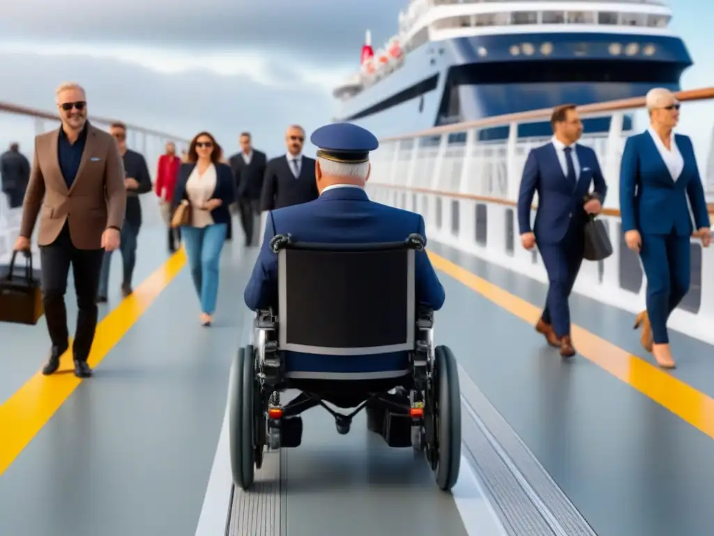 Un crucero de lujo con facilidades para discapacidades, mostrando inclusión y comodidad para todos los viajeros a bordo