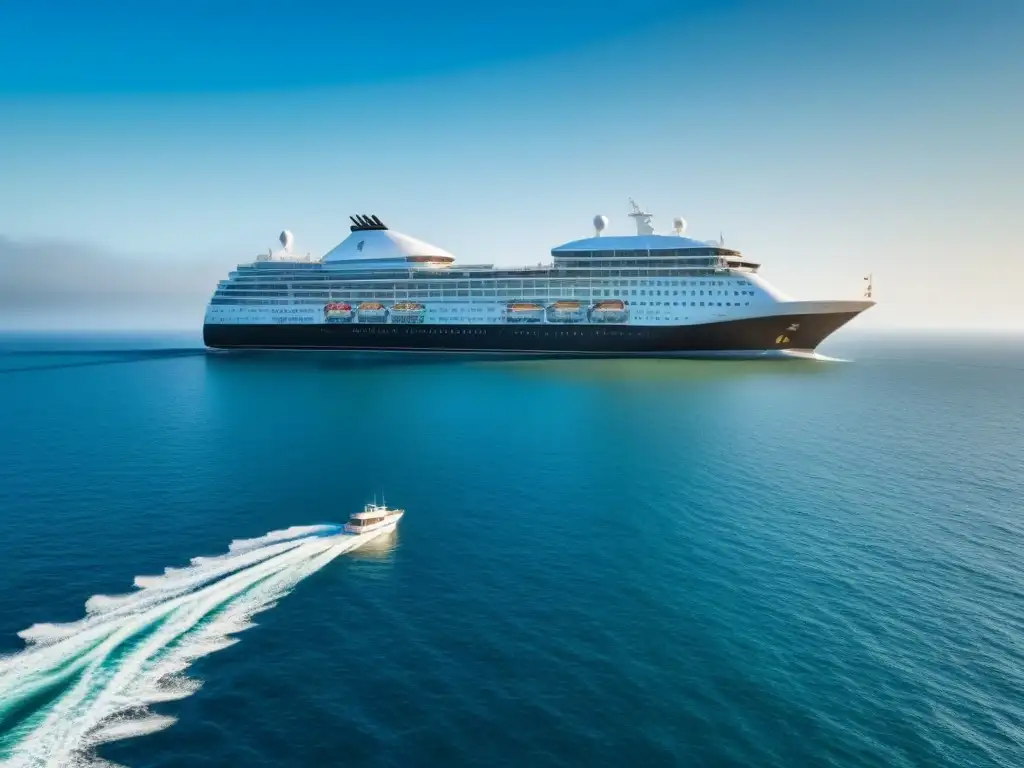 Crucero de lujo navegando en el mar bajo cielo azul