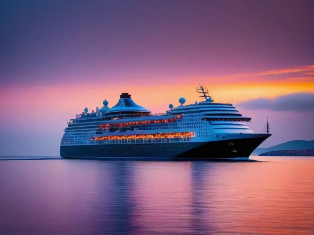 Un crucero de lujo en el Mar Negro al atardecer, reflejando exclusividad y serenidad