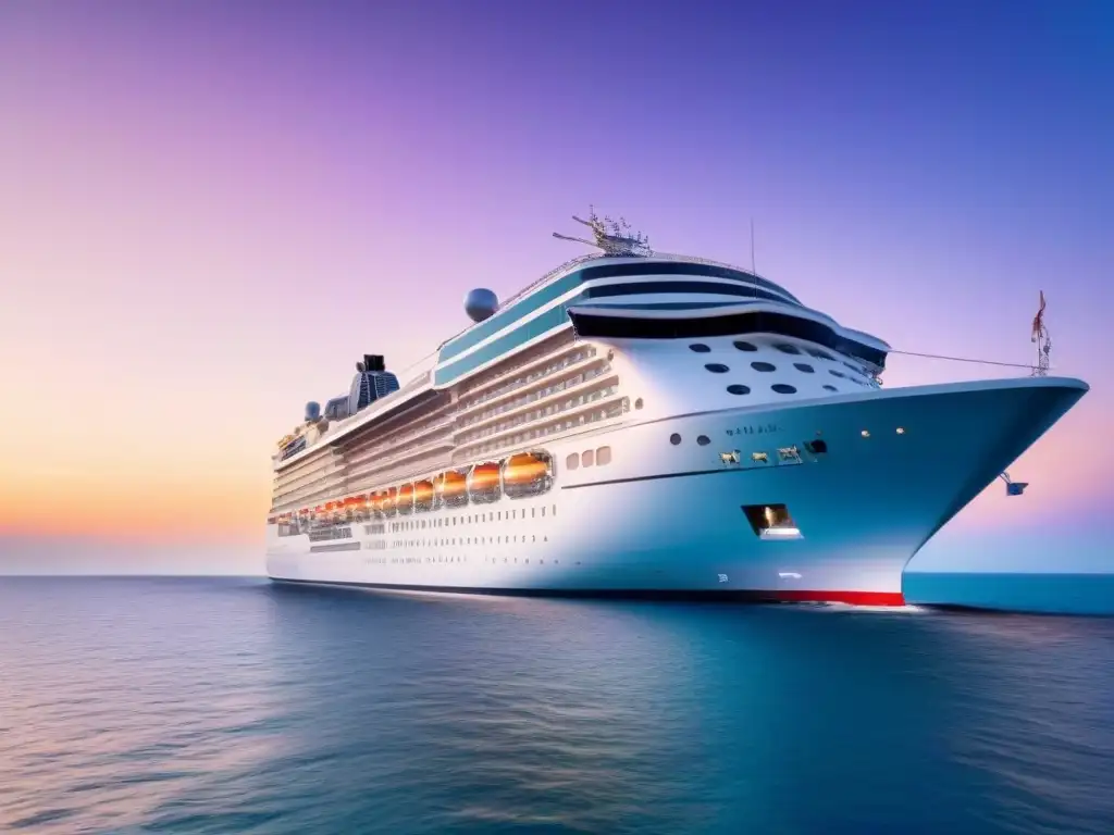 Un crucero de lujo en el Mediterráneo, navegando al atardecer en aguas cristalinas