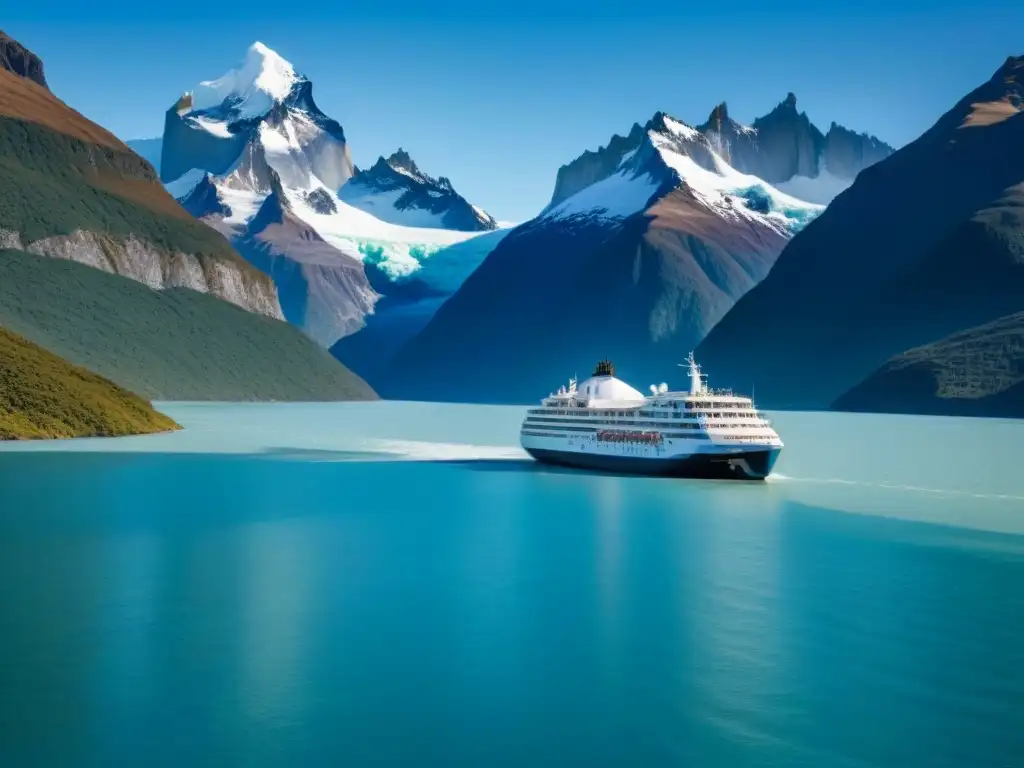 Un crucero de lujo en Patagonia, navegando entre fiordos helados y montañas nevadas