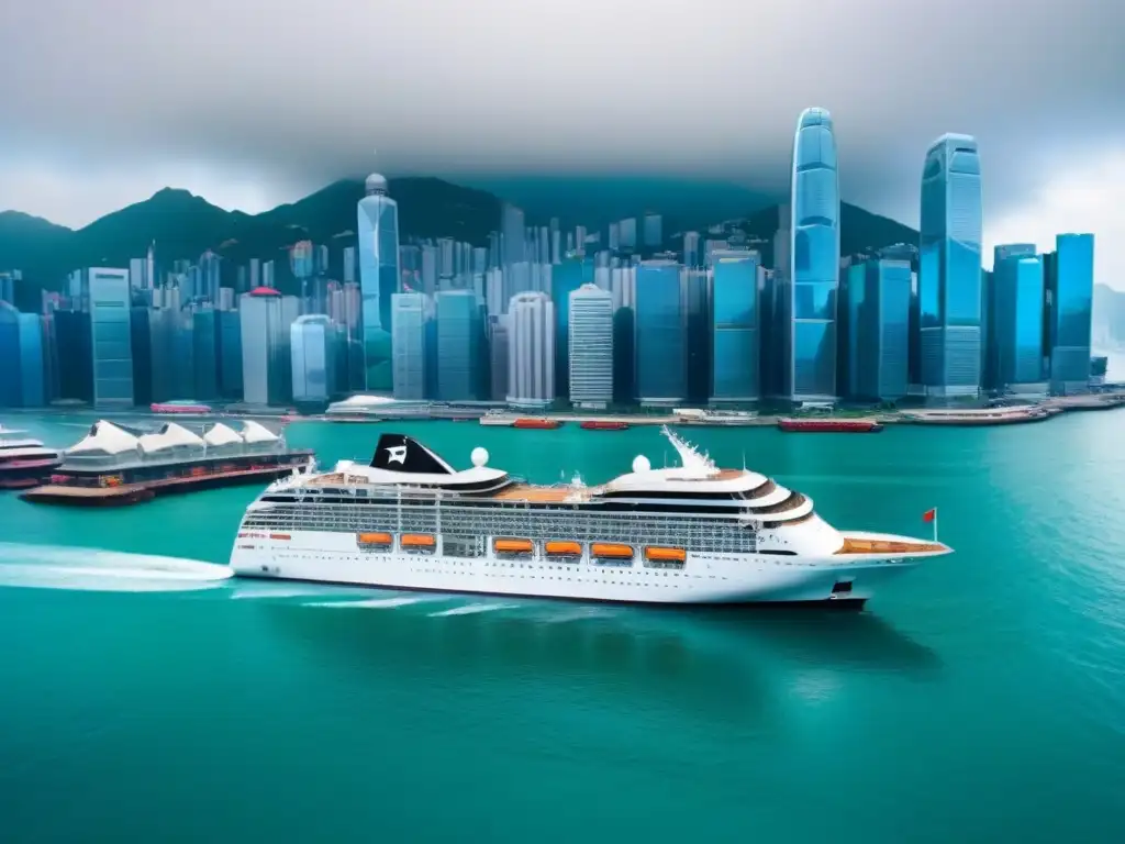 Un crucero de lujo en Hong Kong rodeado de rascacielos y vida urbana vibrante