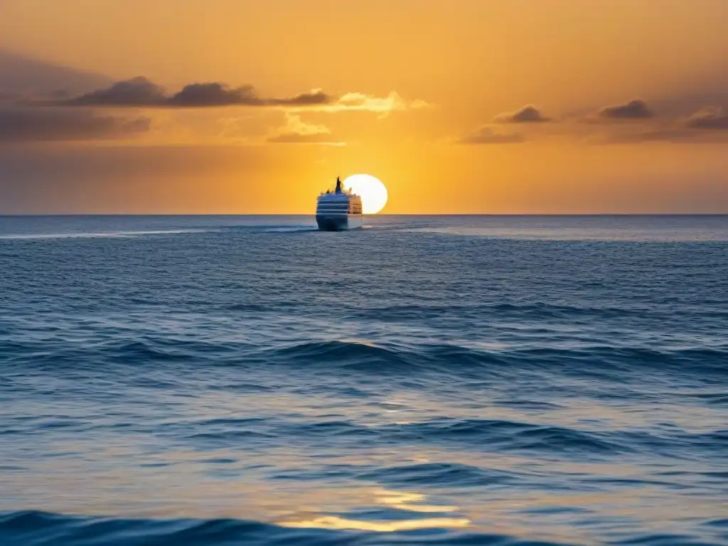 Un crucero marítimo ecofriendly navega en aguas cristalinas al atardecer