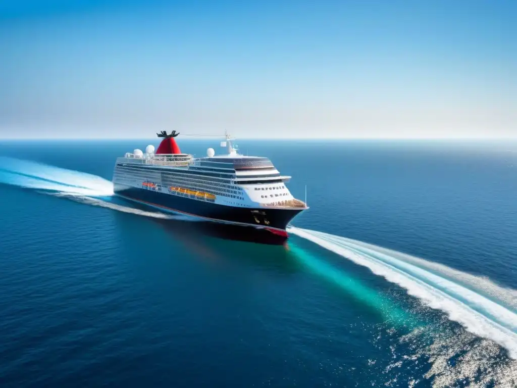 Un crucero moderno navega por aguas cristalinas con energía renovable