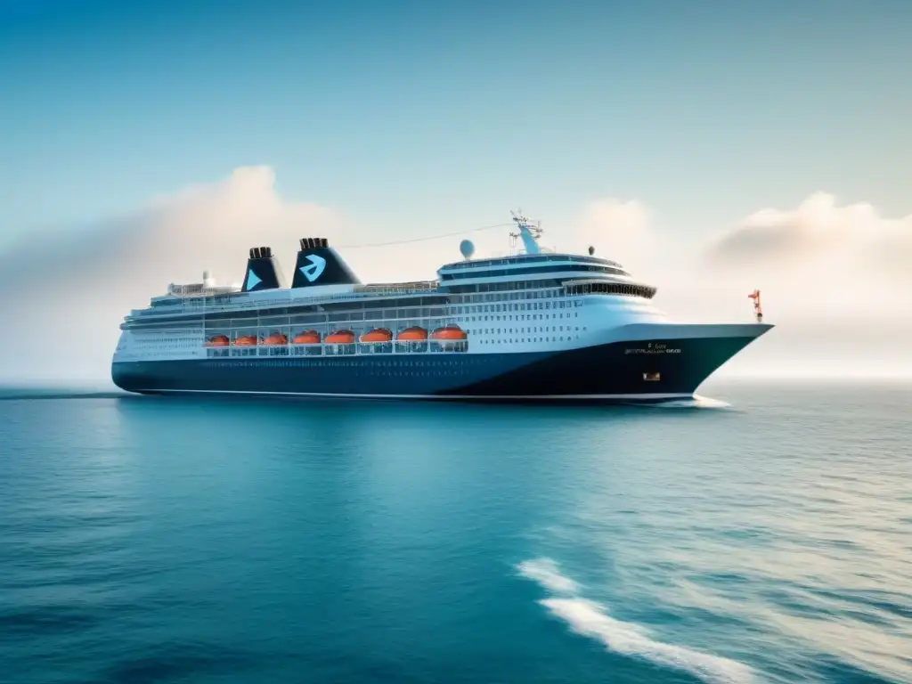 Crucero moderno navegando en calma Un crucero moderno navegando en aguas tranquilas bajo un cielo azul