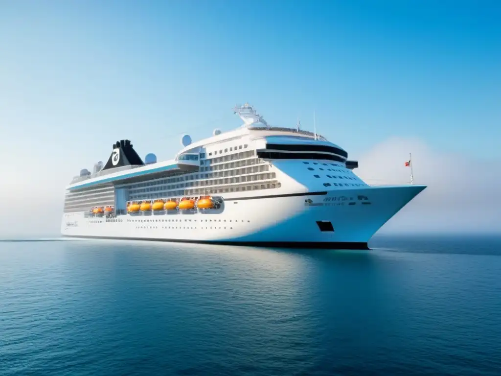 Un crucero moderno en aguas tranquilas bajo el cielo azul, transmitiendo paz y serenidad