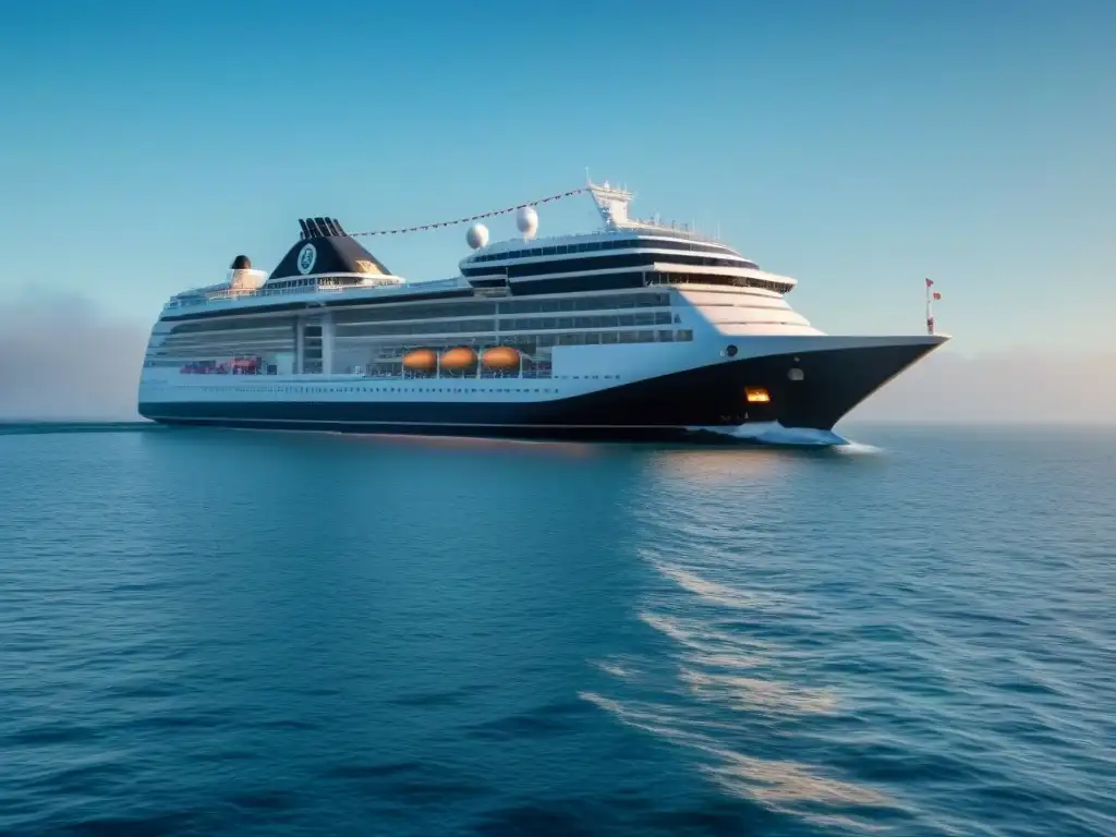 Un crucero moderno navega en aguas tranquilas con decoraciones de esports, listo para competiciones esports en cruceros