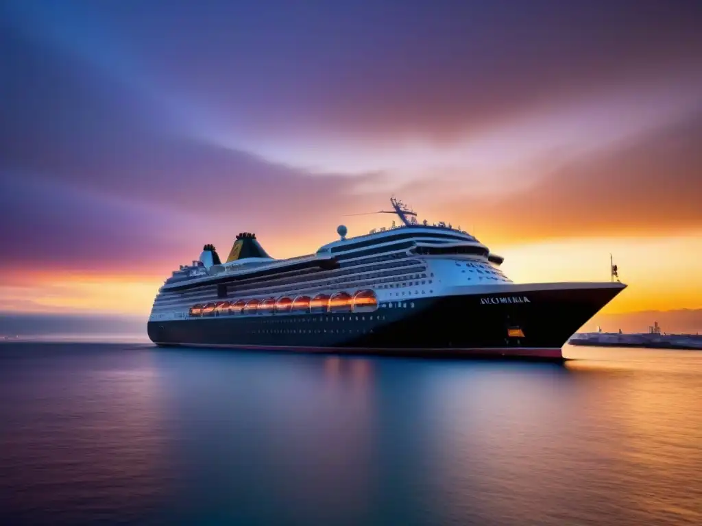 Un crucero moderno en contraste con un atardecer vibrante, protegido por candados digitales