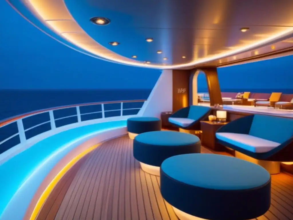 Un crucero moderno de noche iluminado con elegancia y sofisticación