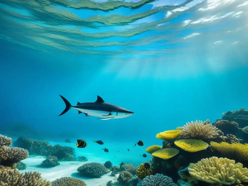 Un crucero moderno con ventanas submarinas, surcando aguas turquesa entre peces tropicales