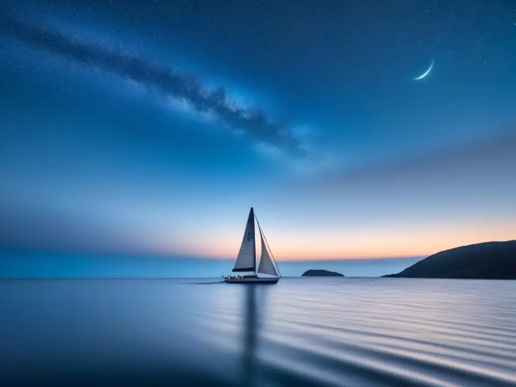 Un crucero nocturno en velero, navegando bajo un cielo estrellado