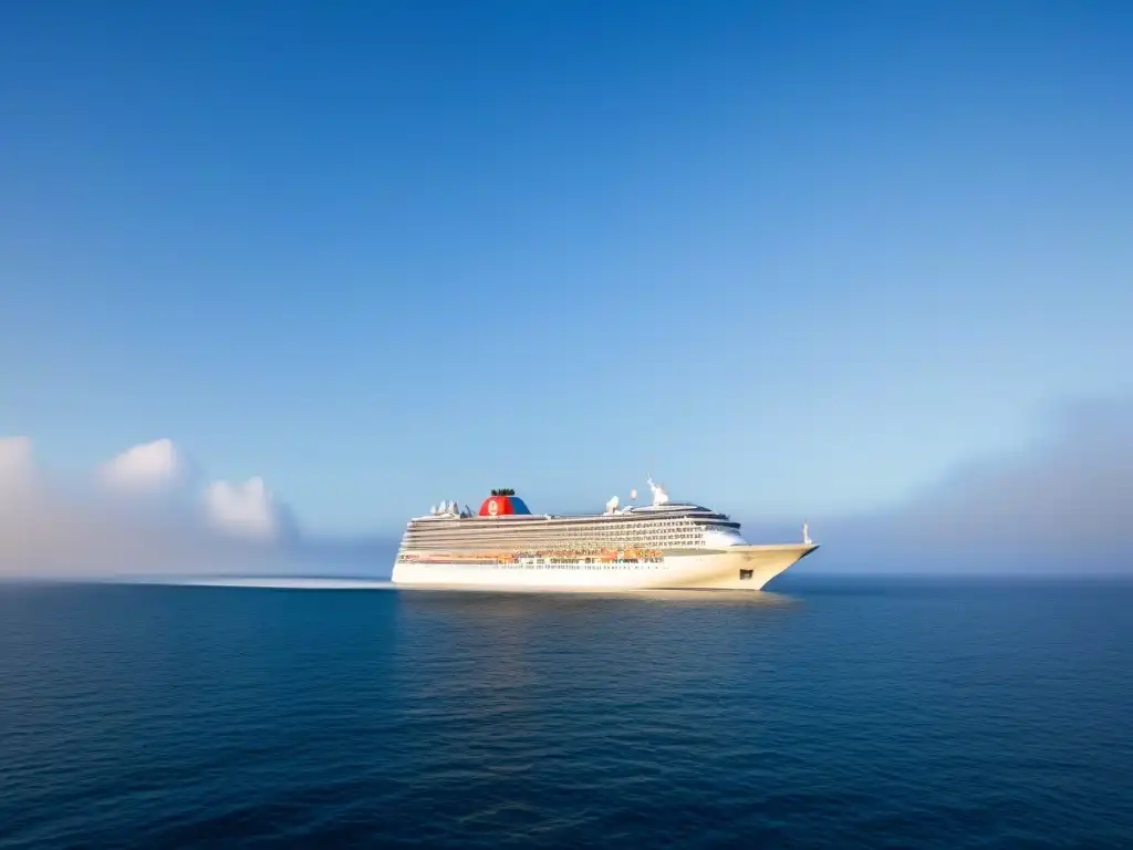 Un crucero seguro navega tranquilo en aguas calmas bajo un cielo azul