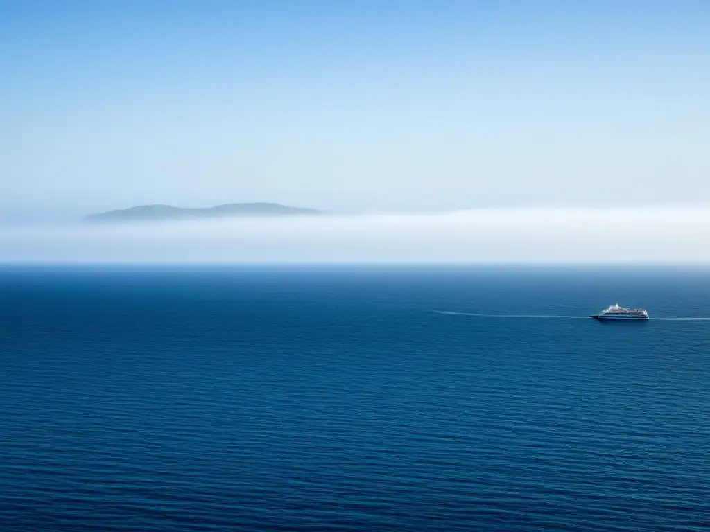 Un crucero solitario en un océano cristalino, reflejando el concepto de Turismo marítimo responsable cruceros