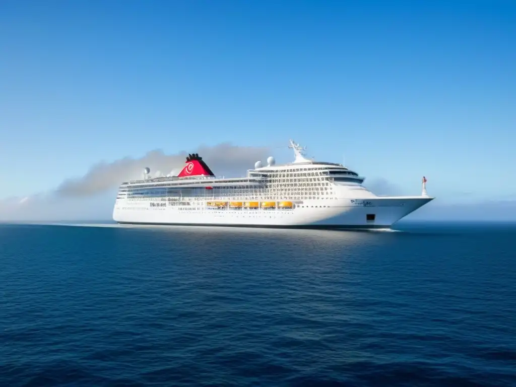 Un crucero solitario en el vasto mar azul, transmitiendo la importancia de los primeros auxilios en cruceros