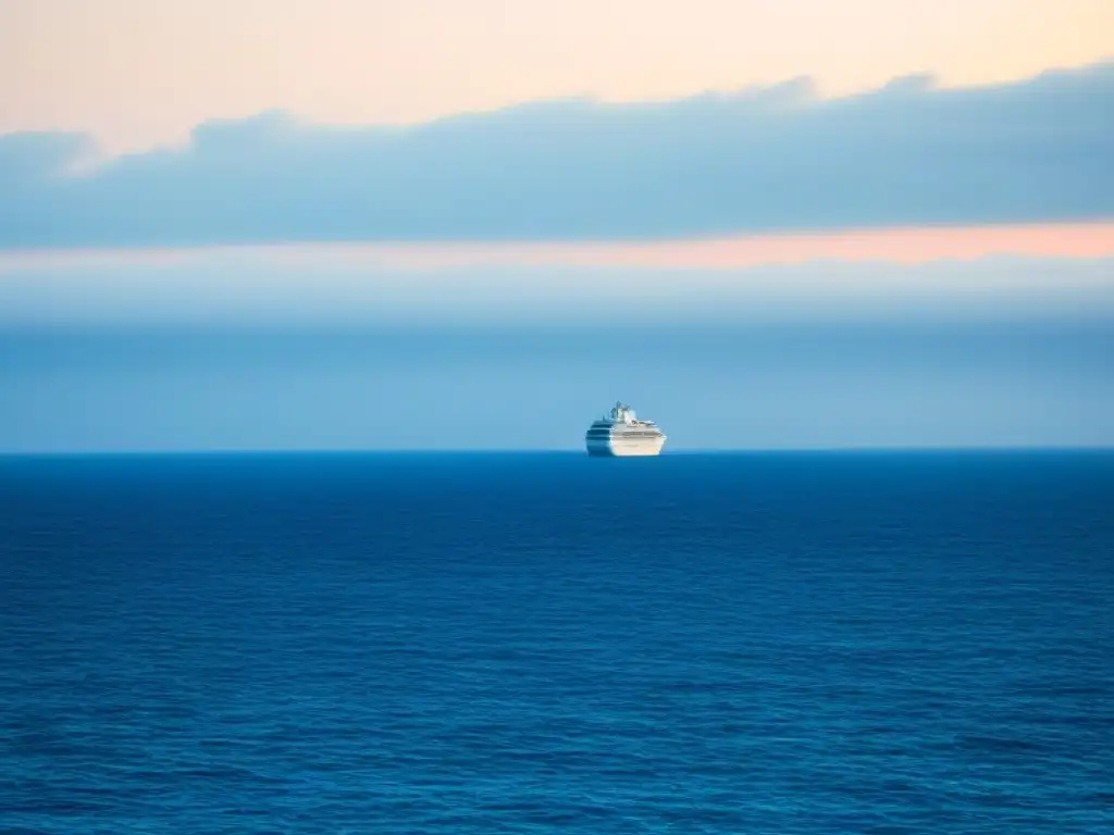 Un crucero solitario en un vasto océano, ilustrando la necesidad de Seguro médico para cruceros