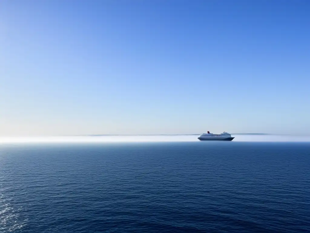 Crucero solitario en vasto océano, reflejando la conservación marítima y el impacto ambiental