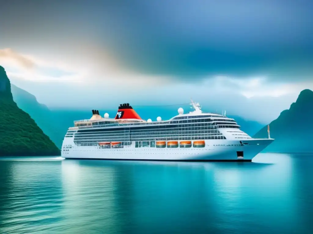 Un crucero sostenible navegando en aguas cristalinas, rodeado de islas verdes