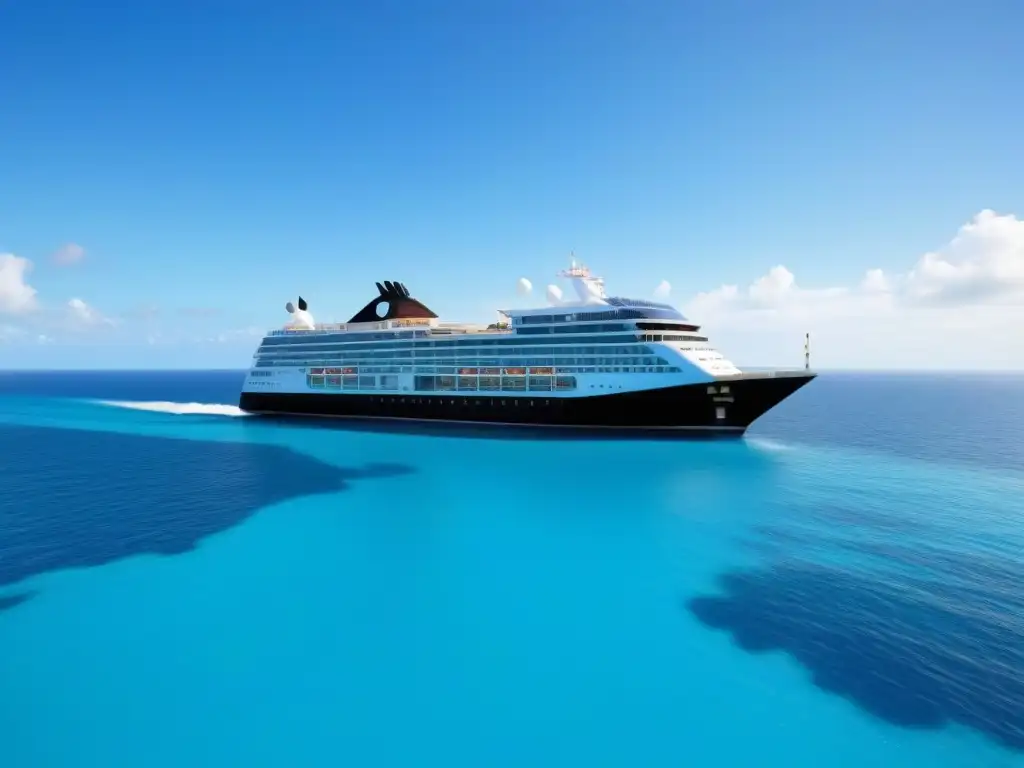 Crucero ecoamigable: lujo sostenible en aguas turquesa Un crucero sostenible y lujoso navega en aguas turquesas, rodeado de naturaleza exuberante