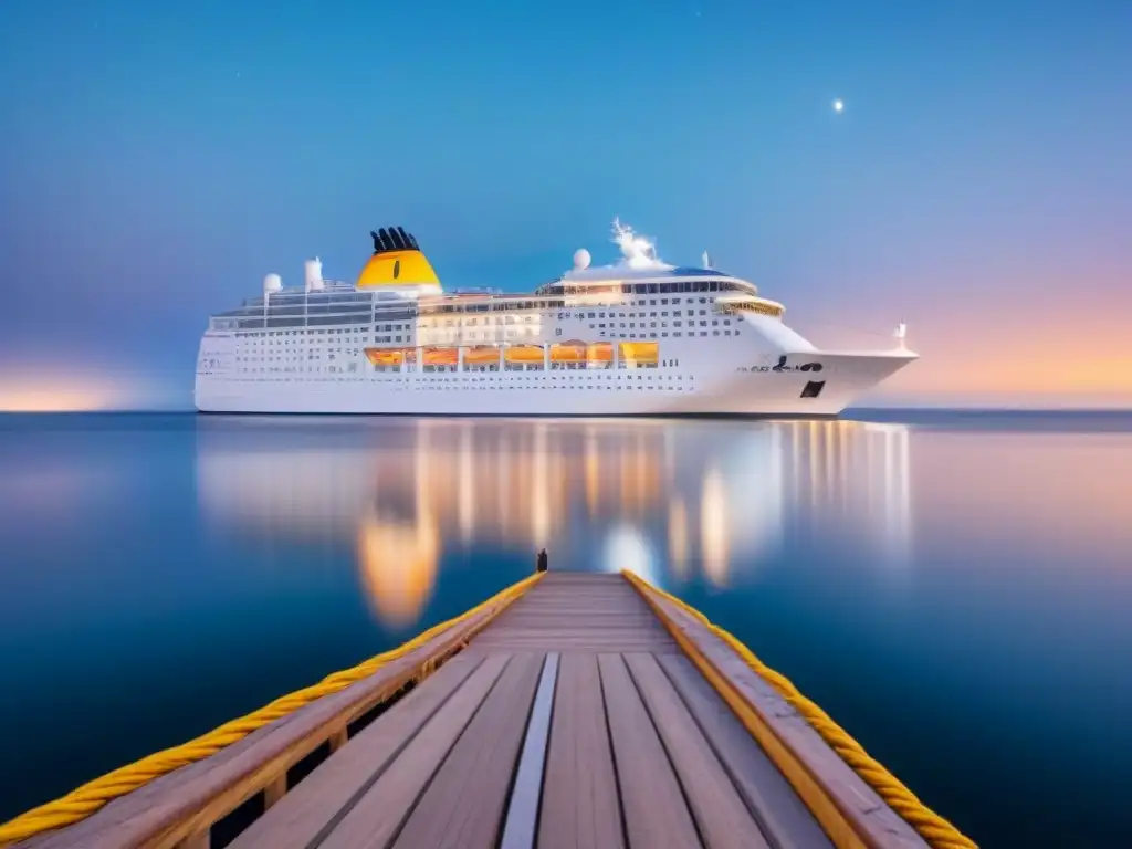 Crucero temático para amantes de libros navegando bajo un cielo estrellado en aguas tranquilas