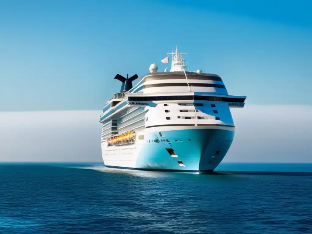 Un crucero temático marítimo curioso navega en el mar bajo un cielo azul, transmitiendo tranquilidad y aventura